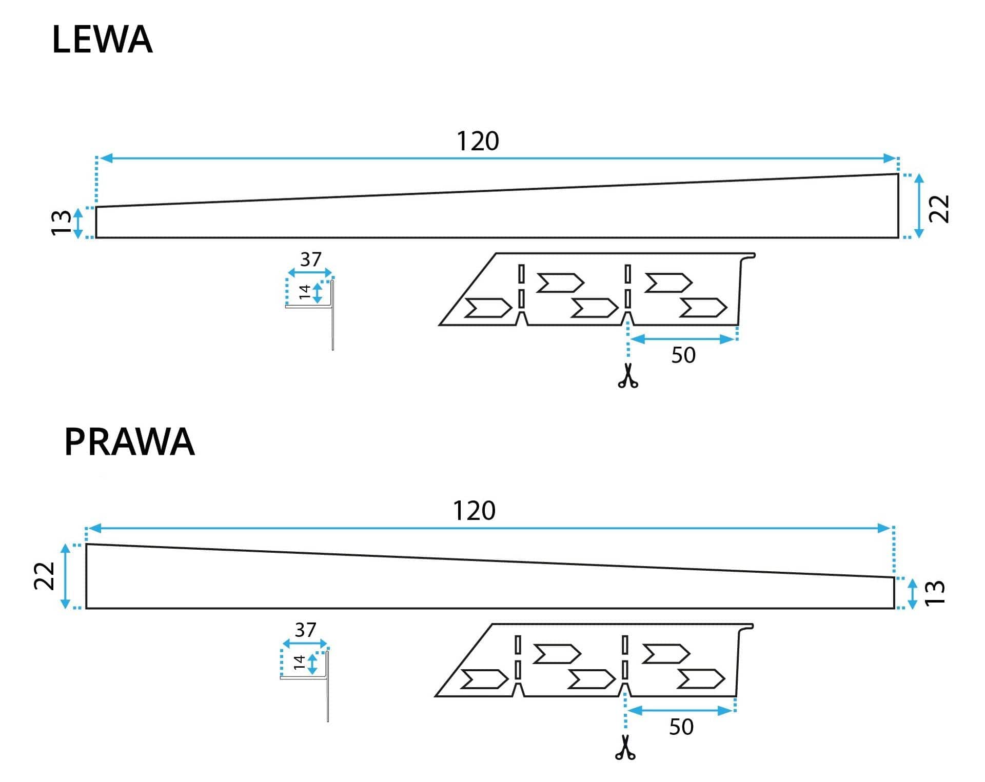 Profil de panta cadita de dus, auriu, 120 cm