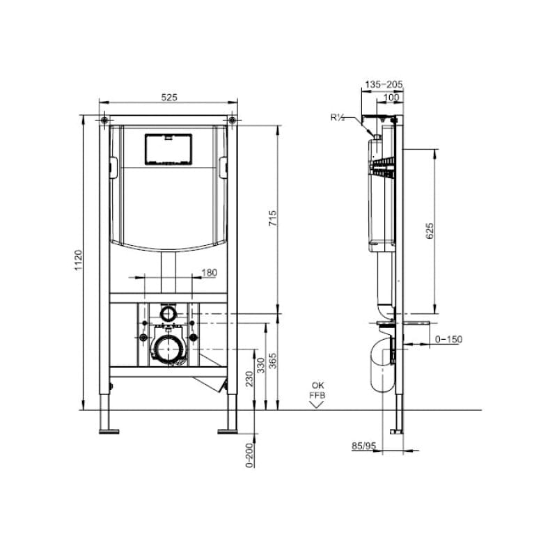 Rezervor ingropat, ViConnect, Villeroy&Boch, pentru vas wc suspendat, 111 cm