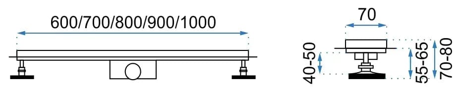 Rigolă de duș Rea Pure Neo, cupru mat, 80 cm