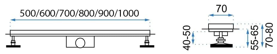 Rigolă de duș Rea Pure Neo Mirror, auriu, 100 cm