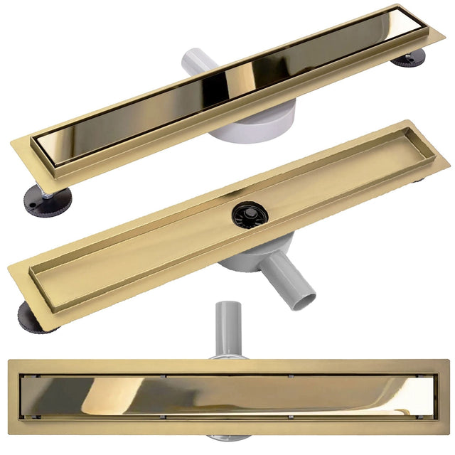 Rigolă de duș Rea Pure Neo Mirror, auriu, 100 cm