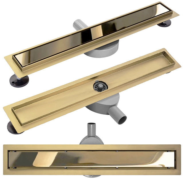Rigolă de duș Rea Pure Neo Mirror, auriu, 80 cm