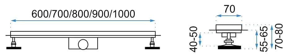 Rigolă de duș Rea Pure Neo Pro, nichel, 60 cm