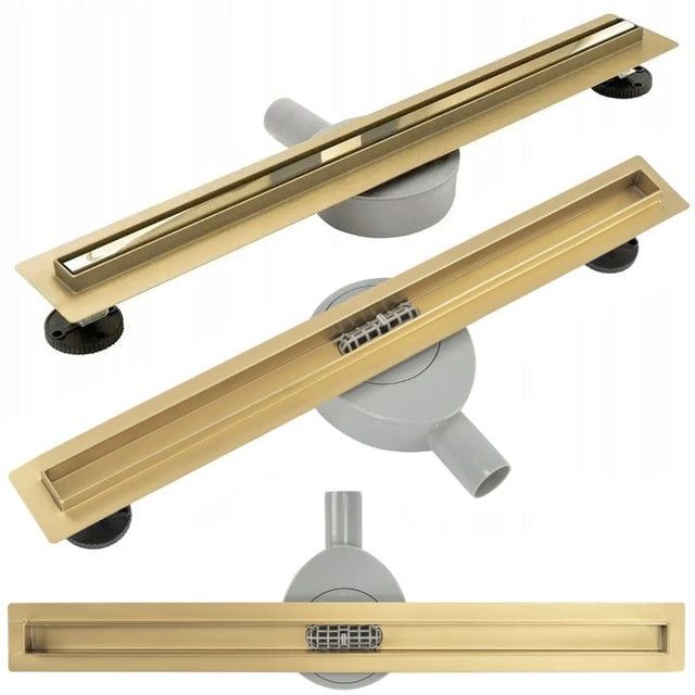 Rigolă de duș Rea Slim Mirror, auriu, 90 cm