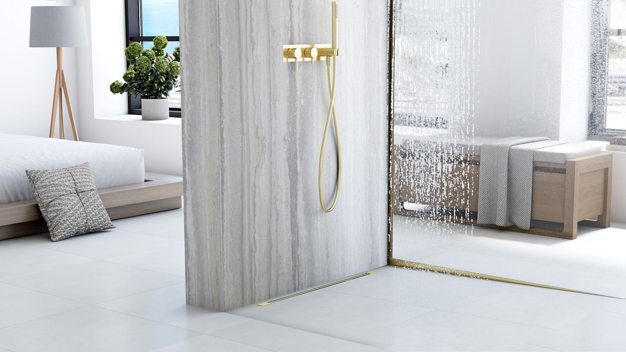 Rigolă de duș Rea Ultra Slim, auriu, 60 cm