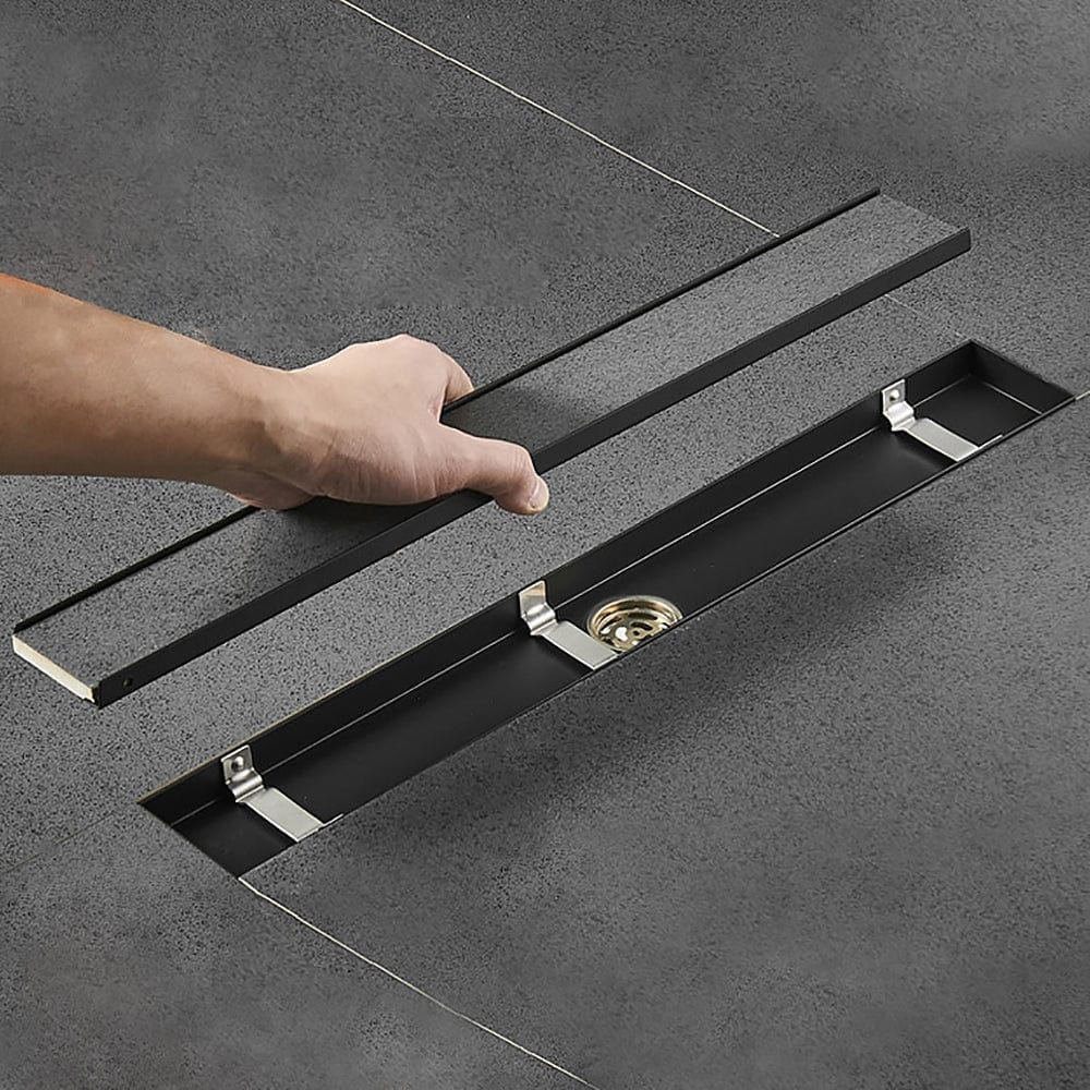 Rigola de dus cu capac reversibil 2 in 1, negru mat, 60 x 6.8 cm, cod 1529