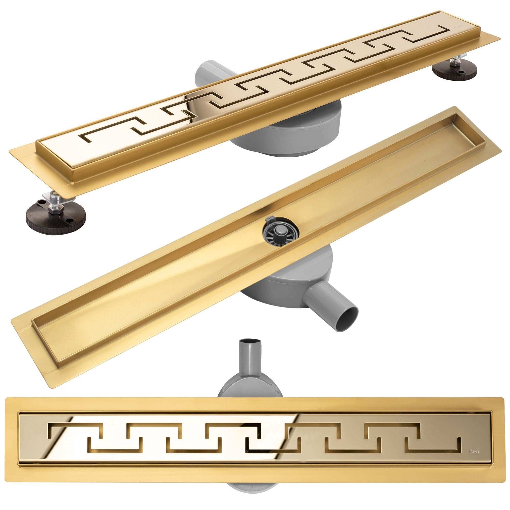 Rigolă pentru duș Rea Greek Pro Mirror 60 cm aurie