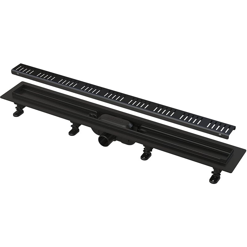 Rigola Pentru Dus Cu Gratar Inclus De 550mm, Alcaplast, Simple, Finisaj Negru Mat