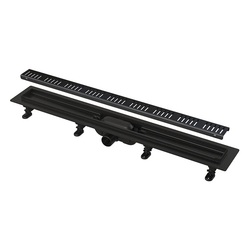 Rigola pentru dus cu gratar inclus de 650mm, Alcaplast, Simple, finisaj negru mat