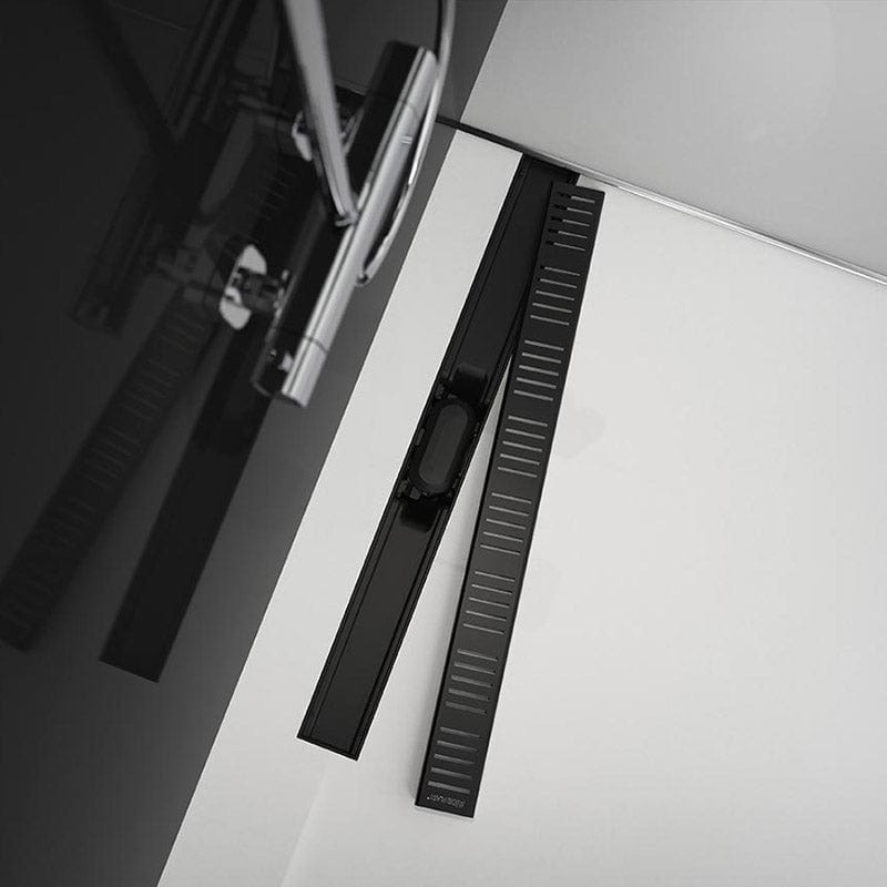 Rigola pentru dus cu gratar inclus de 750mm, Alcaplast, Simple, finisaj negru mat