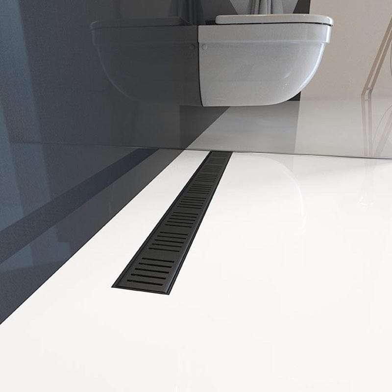 Rigola pentru dus cu gratar inclus de 750mm, Alcaplast, Simple, finisaj negru mat