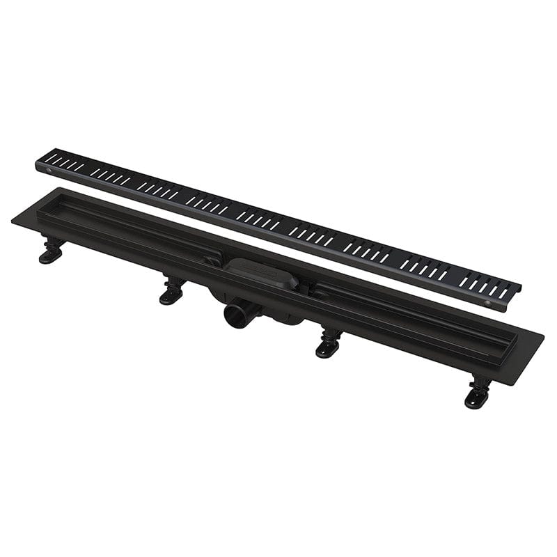 Rigola pentru dus cu gratar inclus de 850mm, Alcaplast, Simple, finisaj negru mat