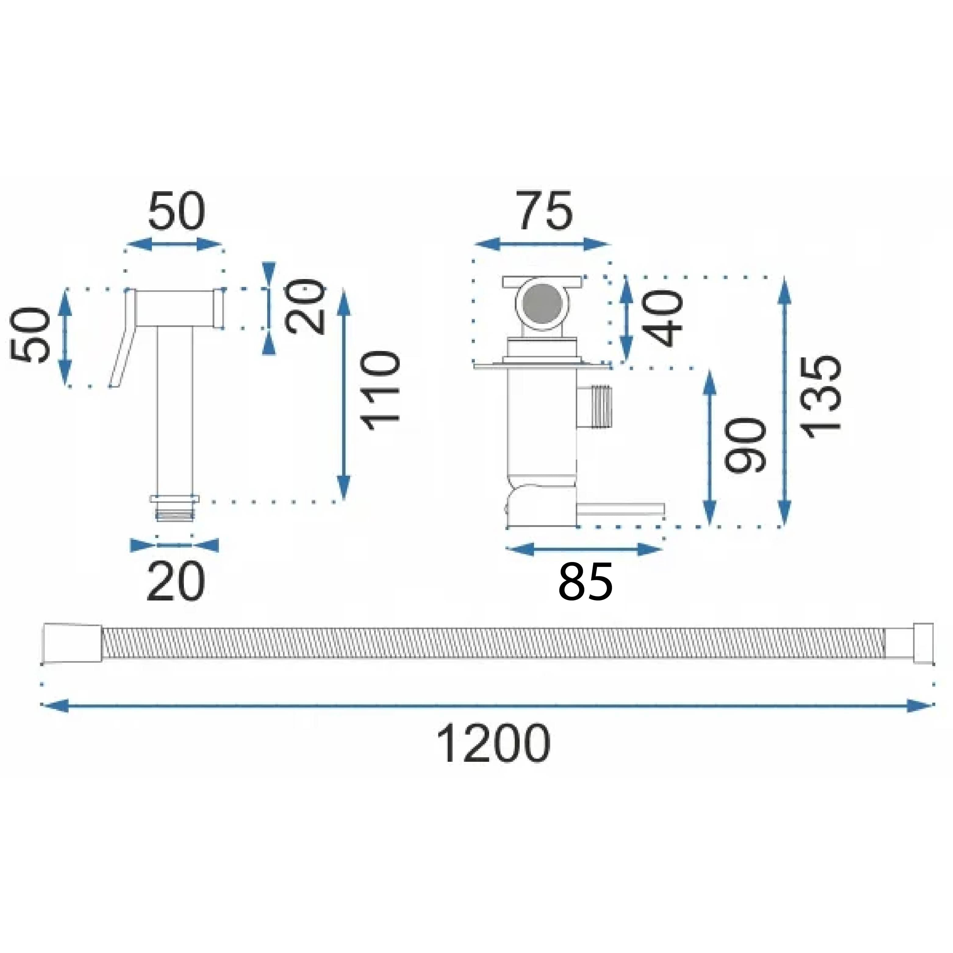 Robinet tip dus intim pentru bideu sau wc Rea Lungo Loop Diamond, cupru lucios