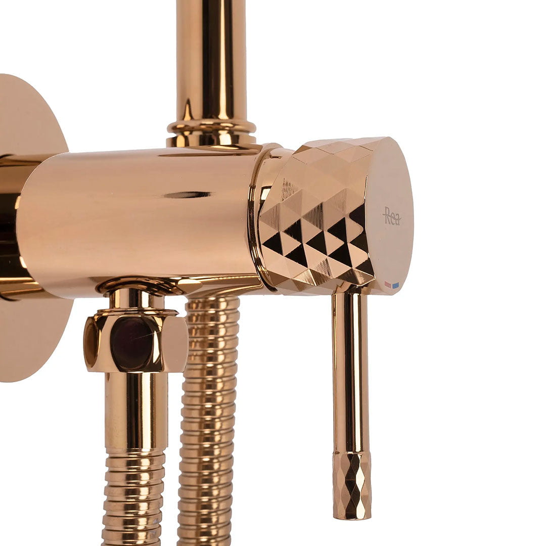 Robinet tip dus intim pentru bideu sau wc Rea Lungo Loop Diamond, cupru lucios