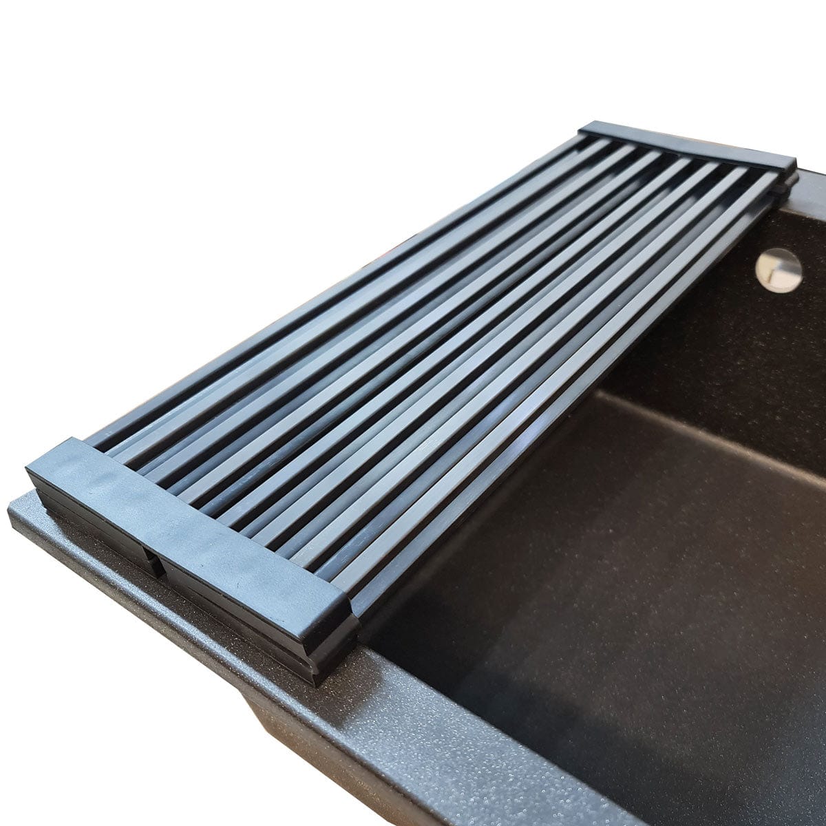 Scurgator multifunctional / Gratar / Suport vase pliabil negru CookingAid Folding Mat Black pentru chiuvete, cod:6033