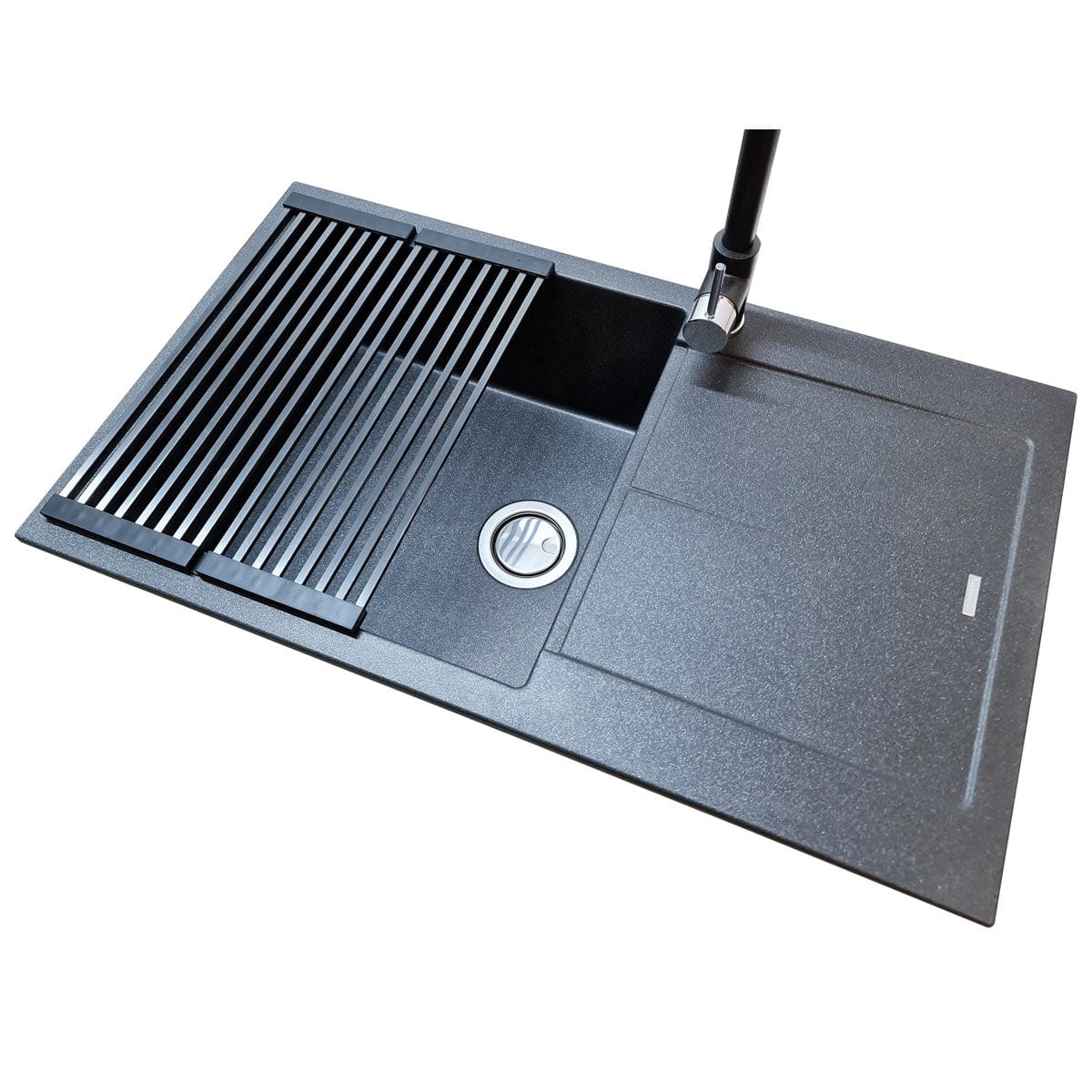 Scurgator multifunctional / Gratar / Suport vase pliabil negru CookingAid Folding Mat Black pentru chiuvete, cod:6033