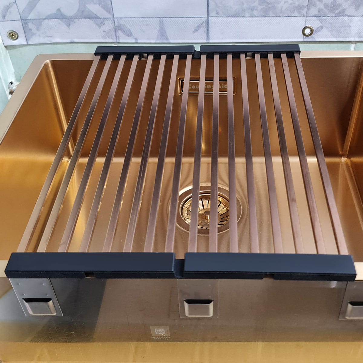 Scurgator multifunctional / Gratar / Suport vase pliabil negru, Folding Mat Copper / Cupru pentru chiuvete, cod:6032