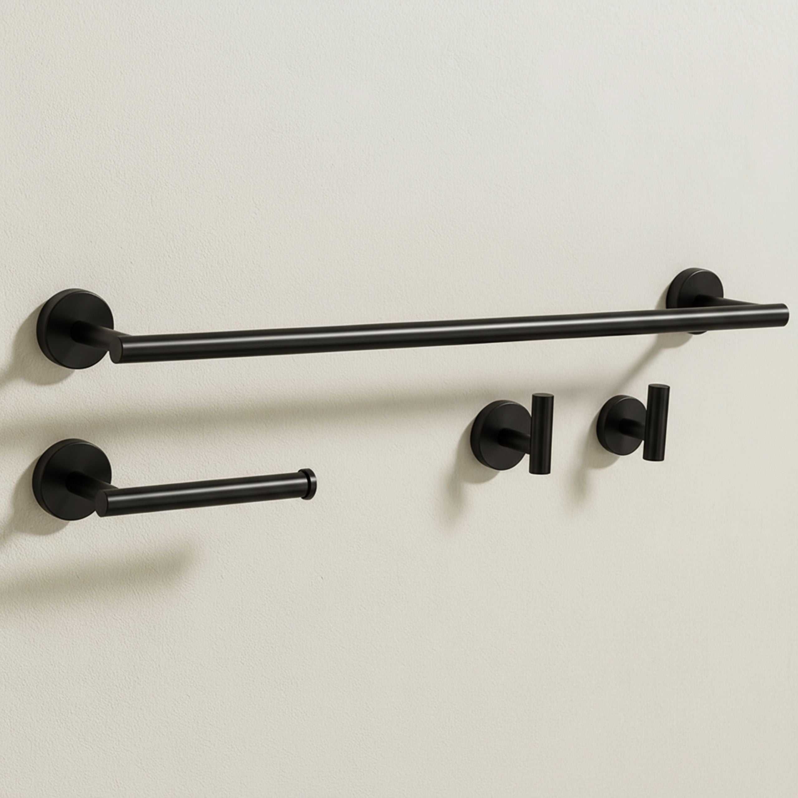 Set accesorii pentru baie Rea Ari, negru lucios, 4 piese