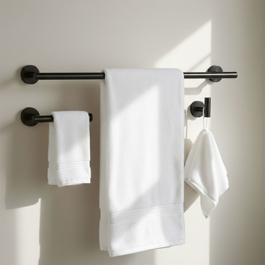 Set accesorii pentru baie Rea Ari, negru lucios, 4 piese