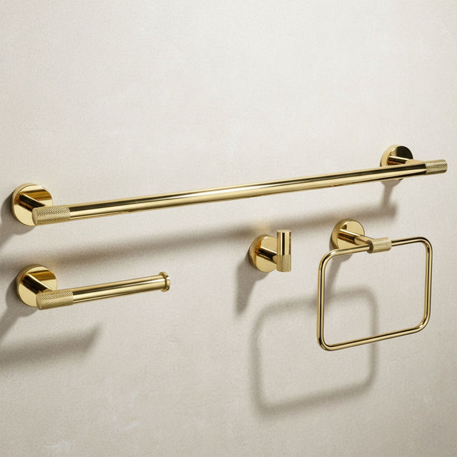 Set accesorii pentru baie Rea Grid, auriu lucios, 4 piese