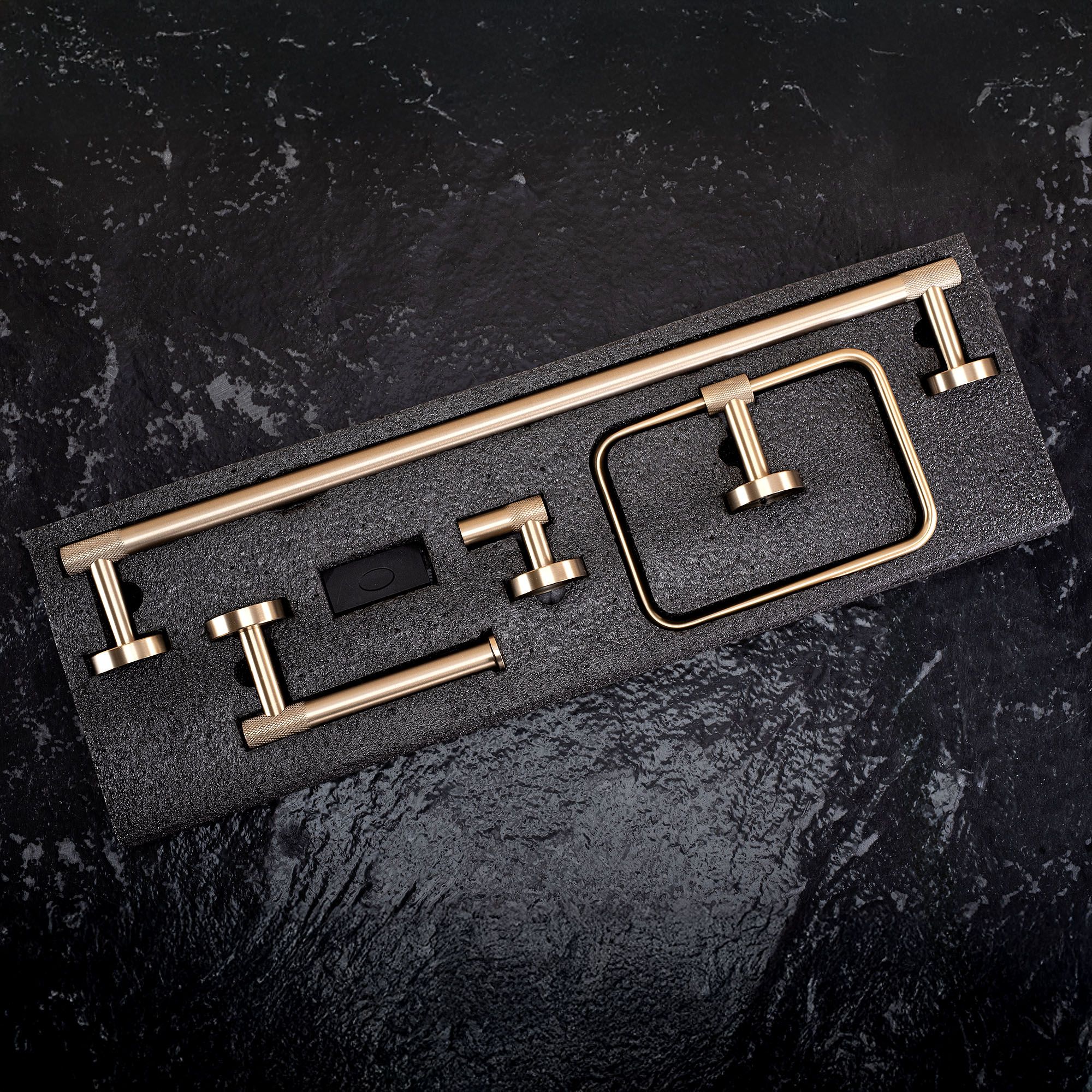 Set accesorii pentru baie Rea Grid, auriu periat, 4 piese