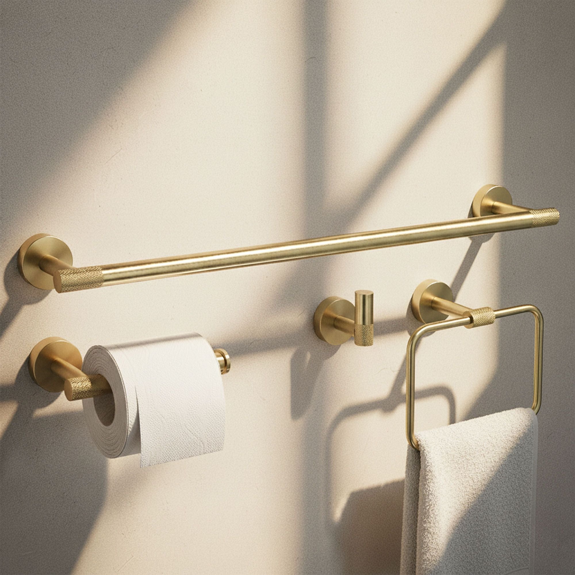 Set accesorii pentru baie Rea Grid, auriu periat, 4 piese