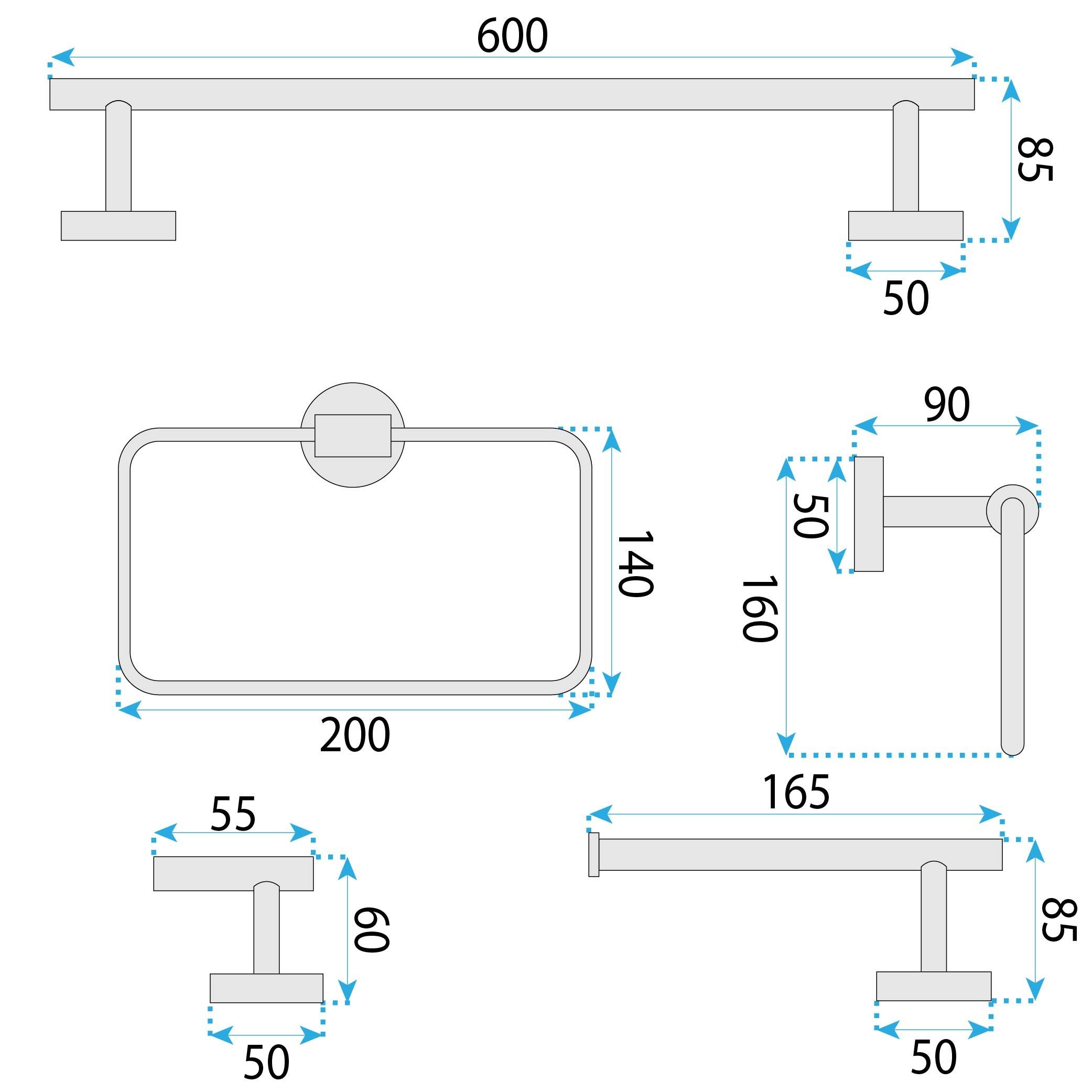 Set accesorii pentru baie Rea Grid, auriu periat, 4 piese