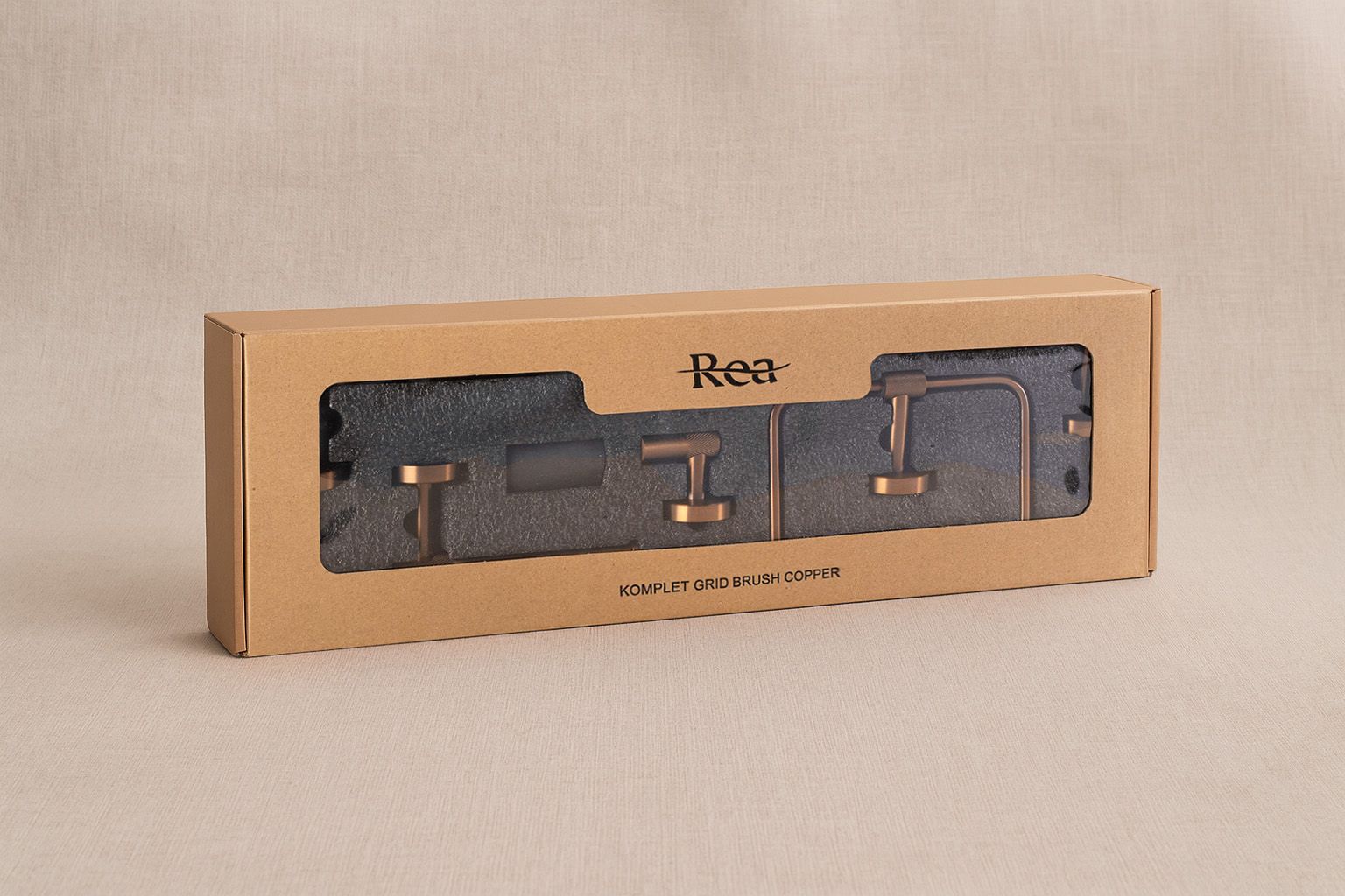 Set accesorii pentru baie Rea Grid, cupru periat, 4 piese