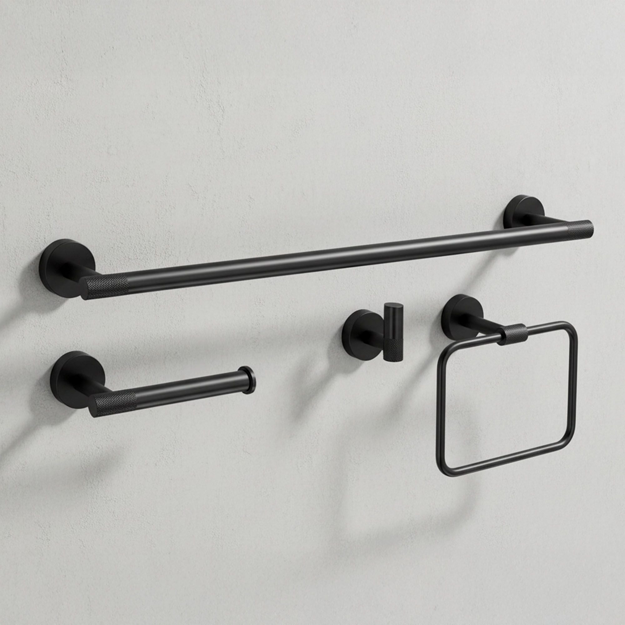 Set accesorii pentru baie Rea Grid, negru lucios, 4 piese