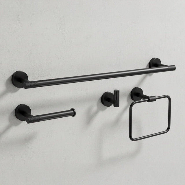 Set accesorii pentru baie Rea Grid, negru lucios, 4 piese