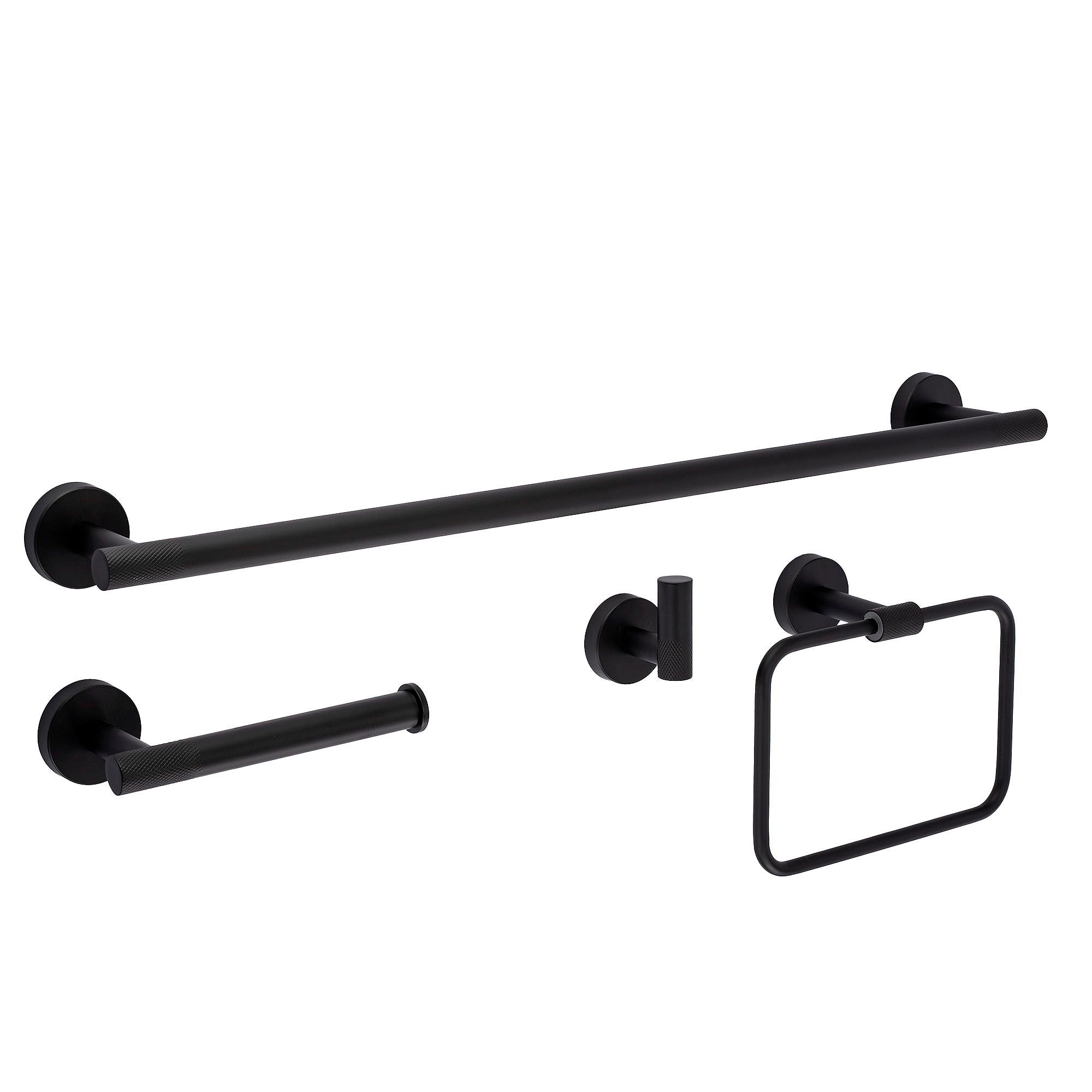 Set accesorii pentru baie Rea Grid, negru lucios, 4 piese