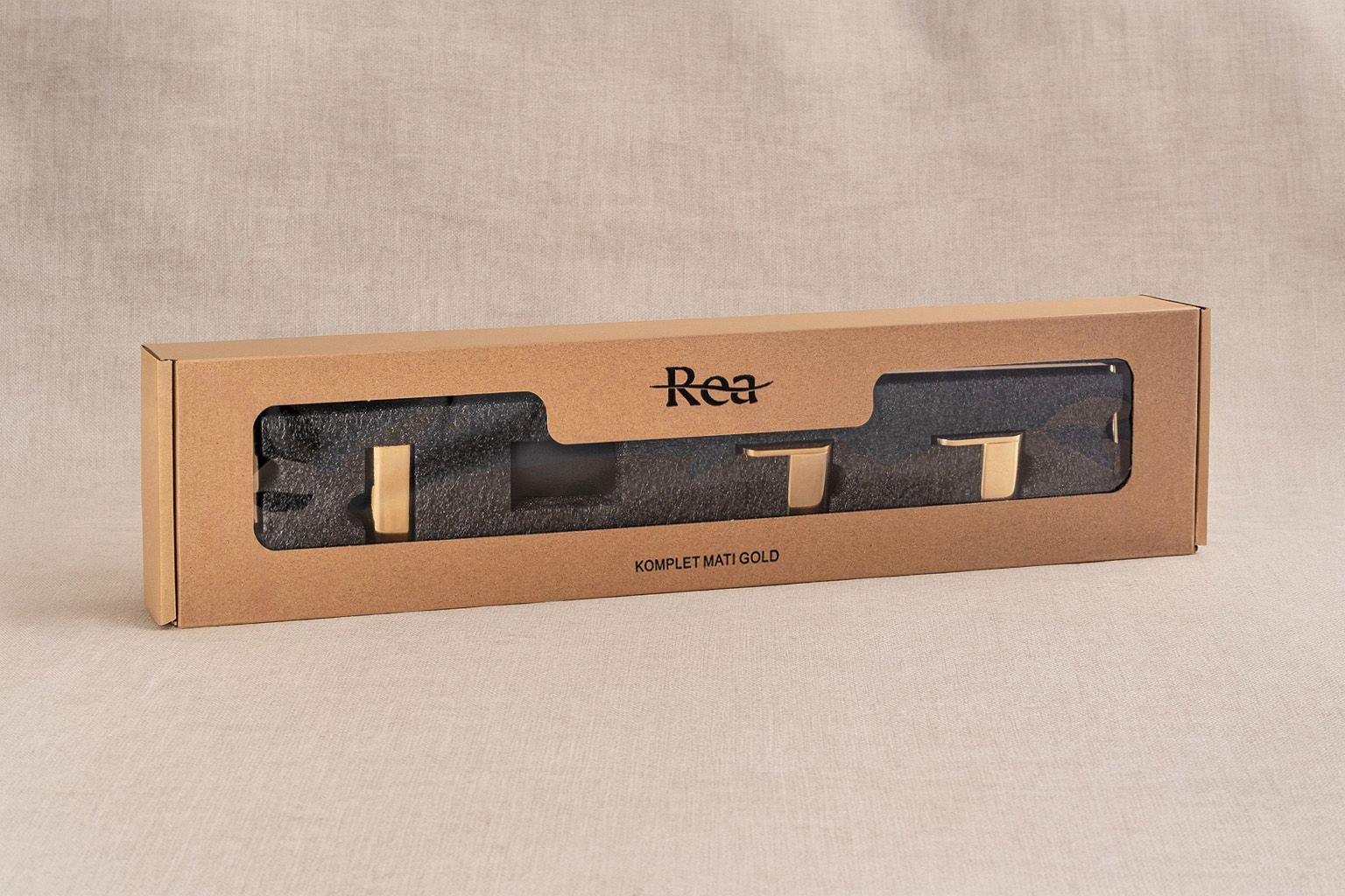 Set accesorii pentru baie Rea Mati, auriu lucios, 4 piese
