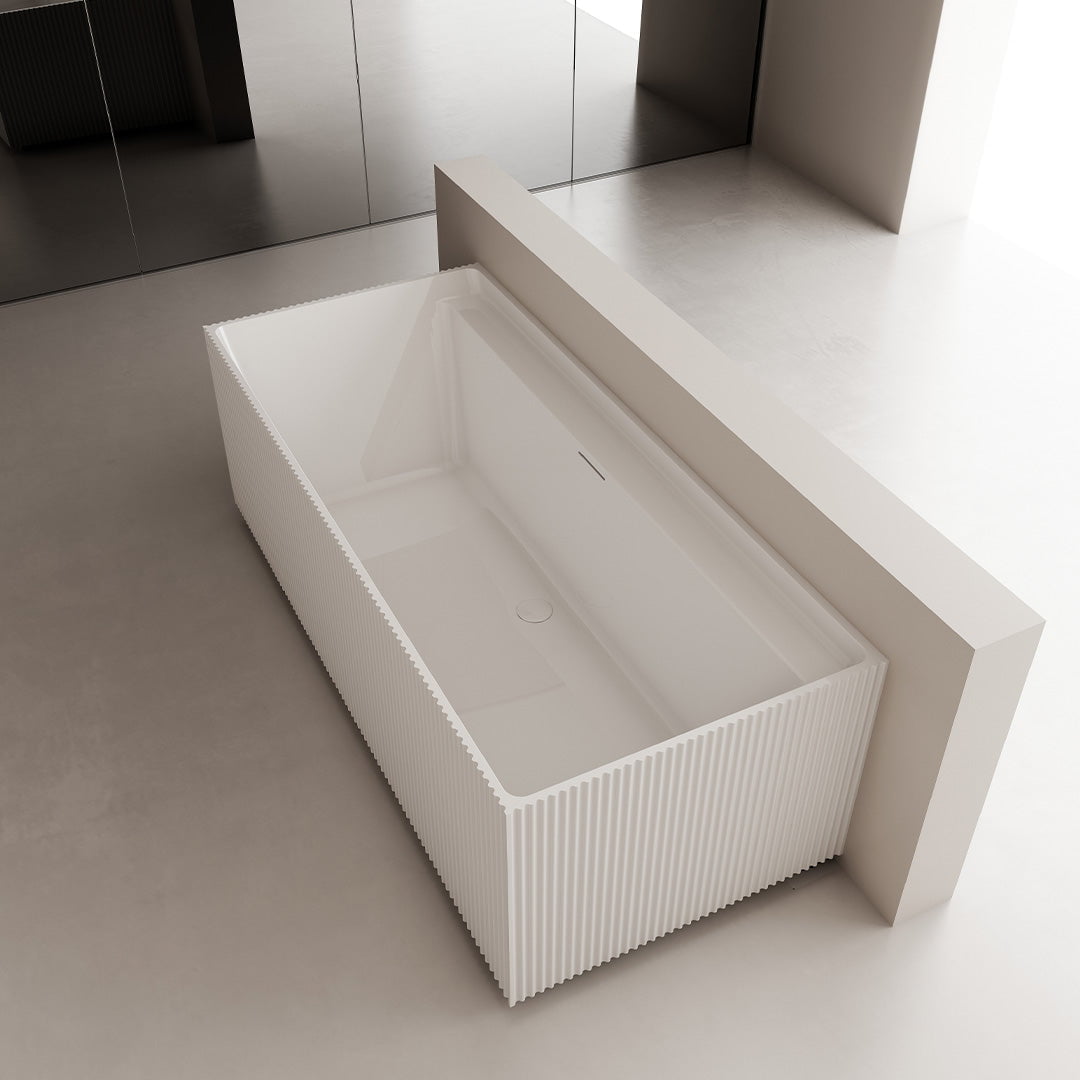 Set baie, cada de perete din acril 170 cm, mobilier cu lavoar incastrat din compozit si oglinda LED, alb, MonBlari