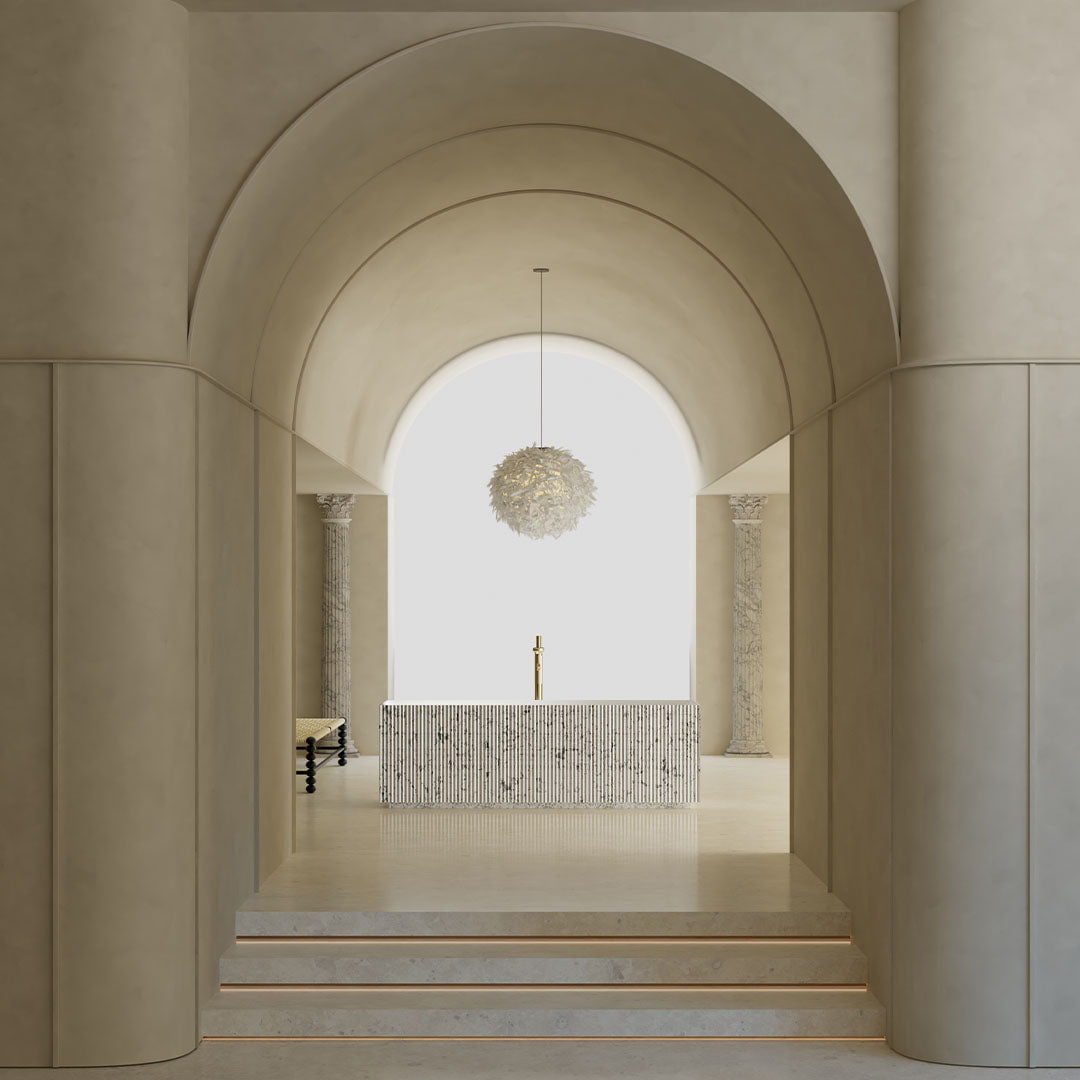 Set baie, cada si lavoar freestanding cu oglinda, din compozit, alb/gri  mat, MonBlari