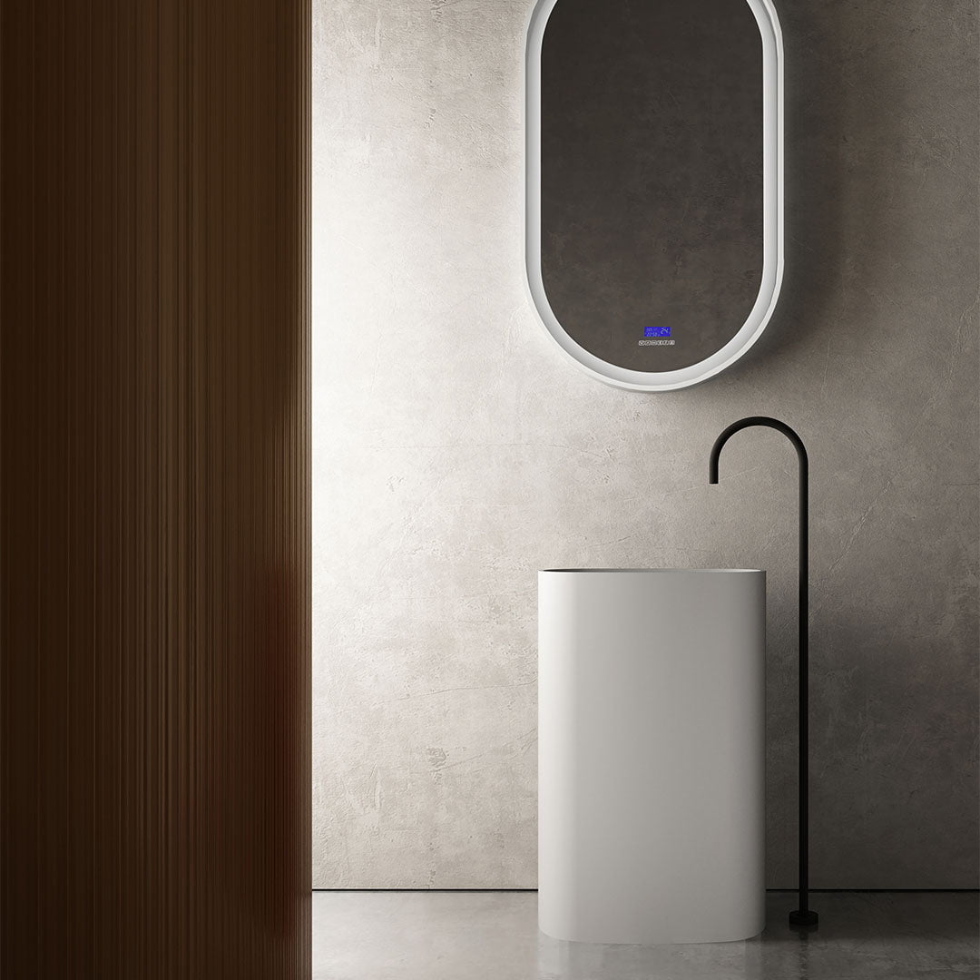 Set baie, cada suspendata 180 cm si lavoar freestanding, din compozit, alb mat, MonBlari