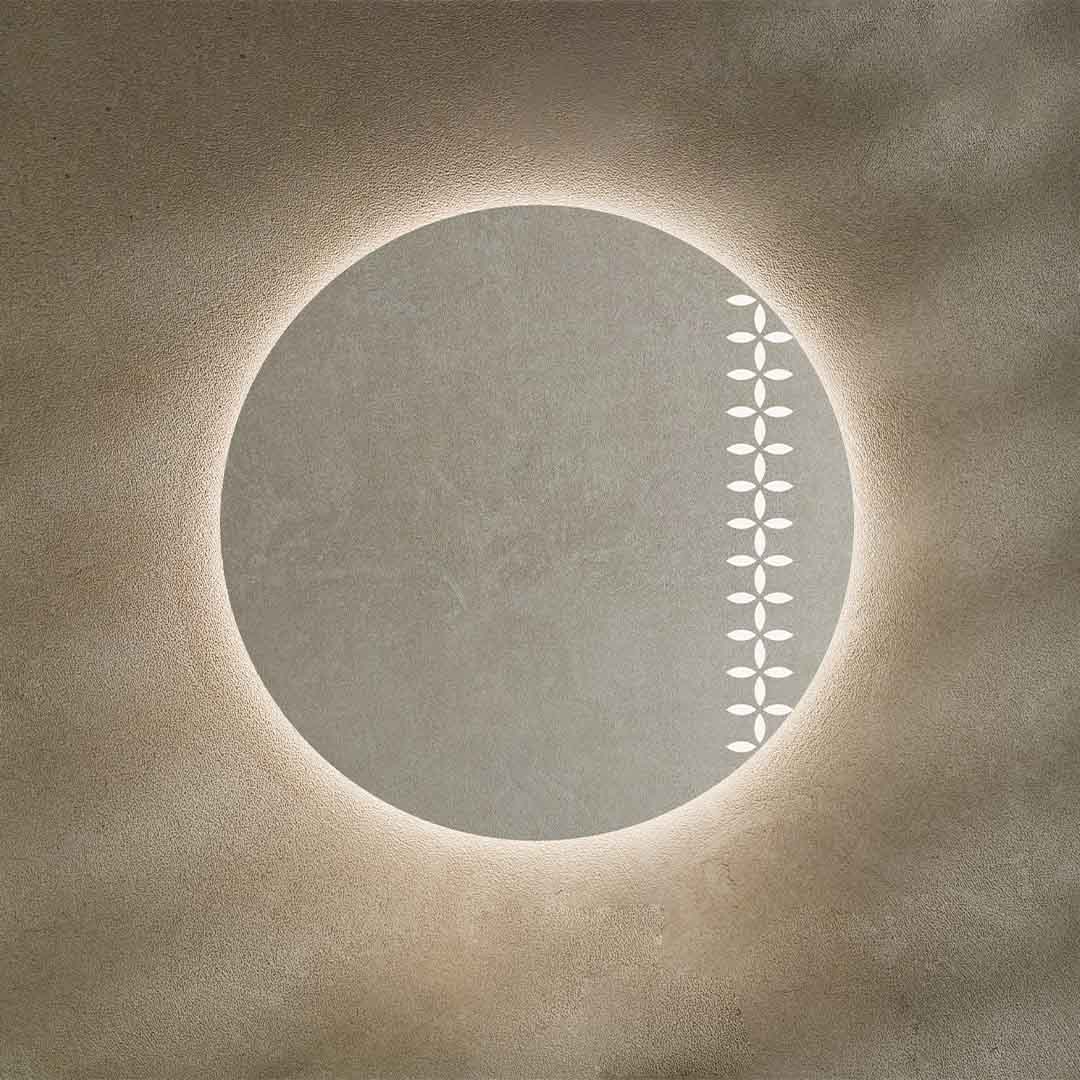 Set baie Linglong, cada cu LED, lavoar, oglinda si raft, din compozit, alb mat, MonBlari