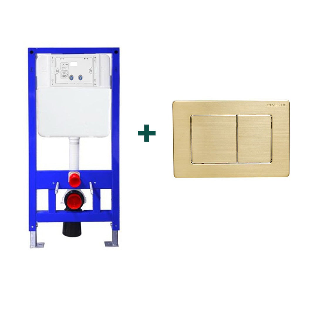 Set cadru WC incastrat cu clapeta, auriu periat, Elysium