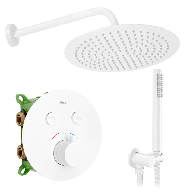 Set de duș încastrat Rea Lungo Miler + box, alb mat