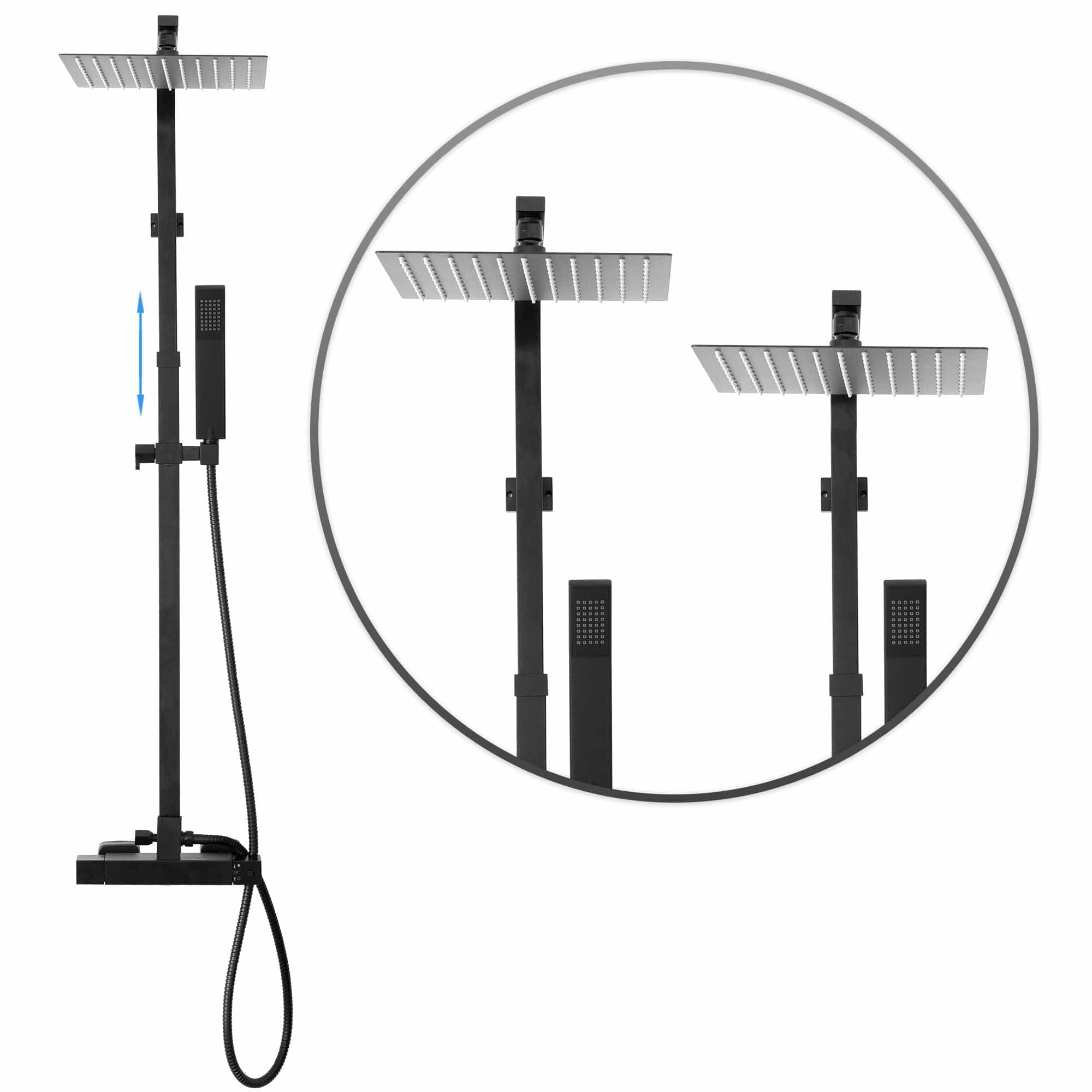 Set de dus cu termostat Rea Fenix Milan, negru mat