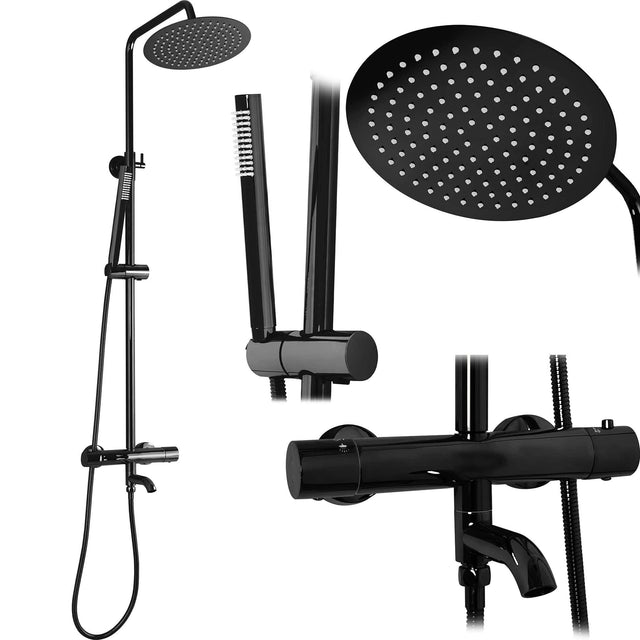 Set de dus cu termostat Rea Lungo, negru lucios