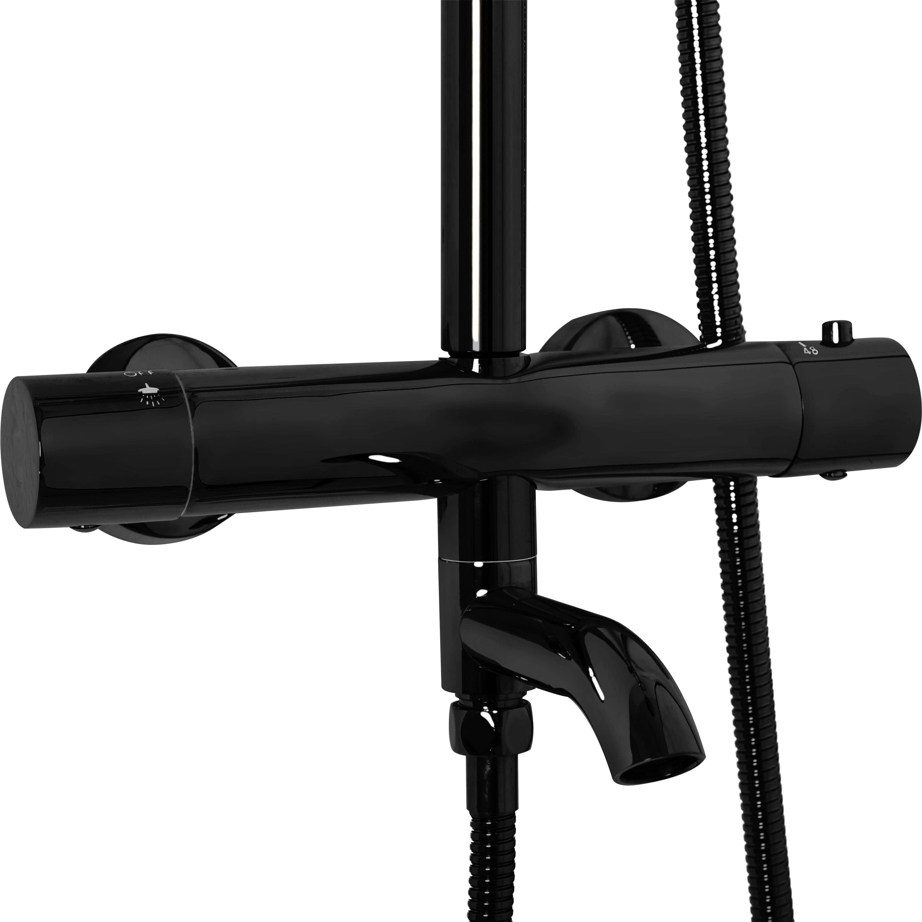 Set de dus cu termostat Rea Lungo, negru lucios