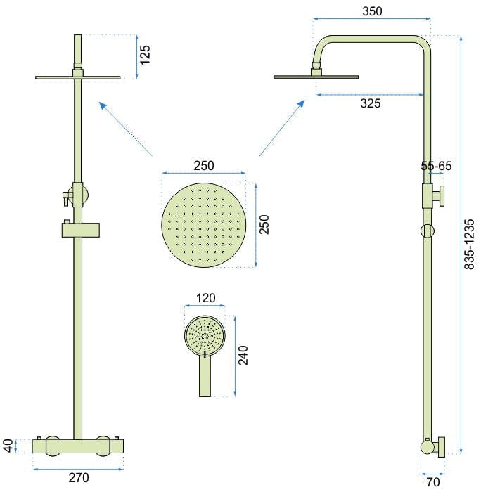 Set de dus cu termostat Rea Vincent, auriu lucios