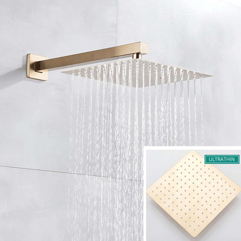 Set de dus tip ploaie River 1255, auriu nichelat (semi-lucios), para 30 cm, cu 2 functii de curgere, cod 1255