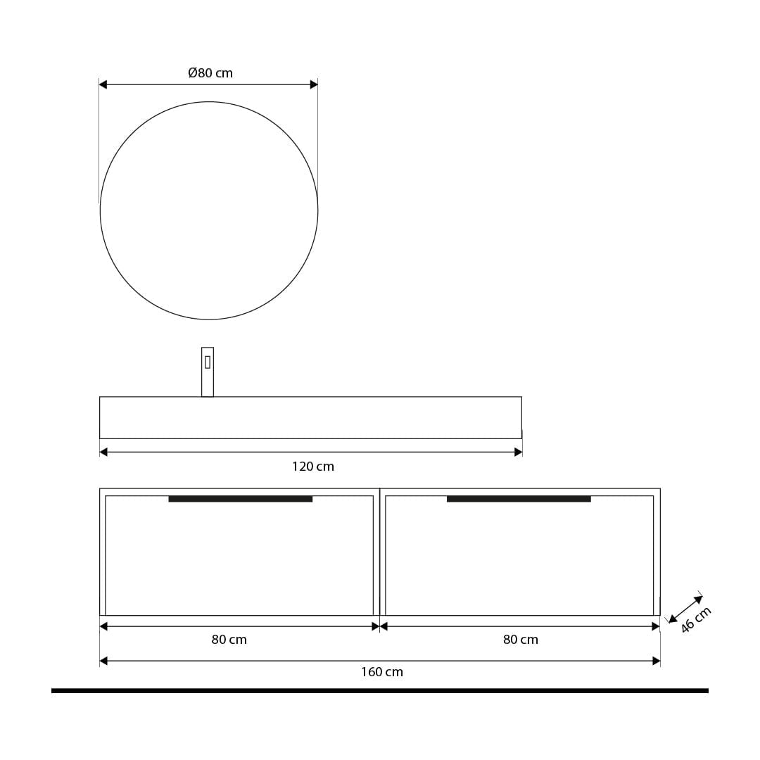 Set mobilier baie suspendat negru mat cu lavoar imitație marmura neagra și oglindă, cu riflaje Plissetatto, 160 cm, SaviniDue Iconica