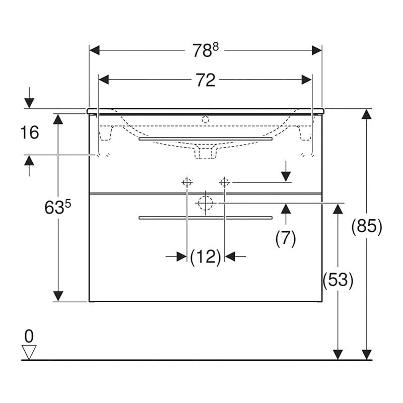 Set mobilier cu lavoar, Geberit, Selnova Square, 80 cm, nuc