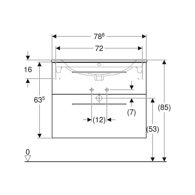 Set mobilier cu lavoar, Geberit, Selnova Square, 80 cm, nuc închis