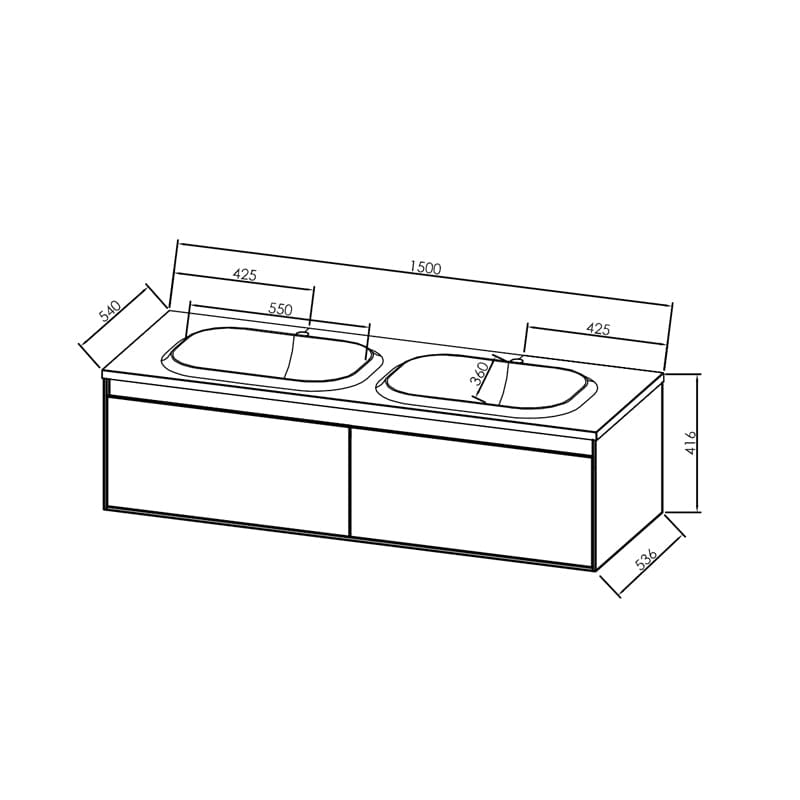 Set mobilier cu lavoar Pandora, Kolpasan, 150 cm, black stone