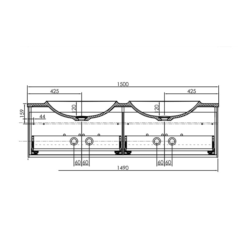 Set mobilier cu lavoar Pandora, Kolpasan, 150 cm, black stone