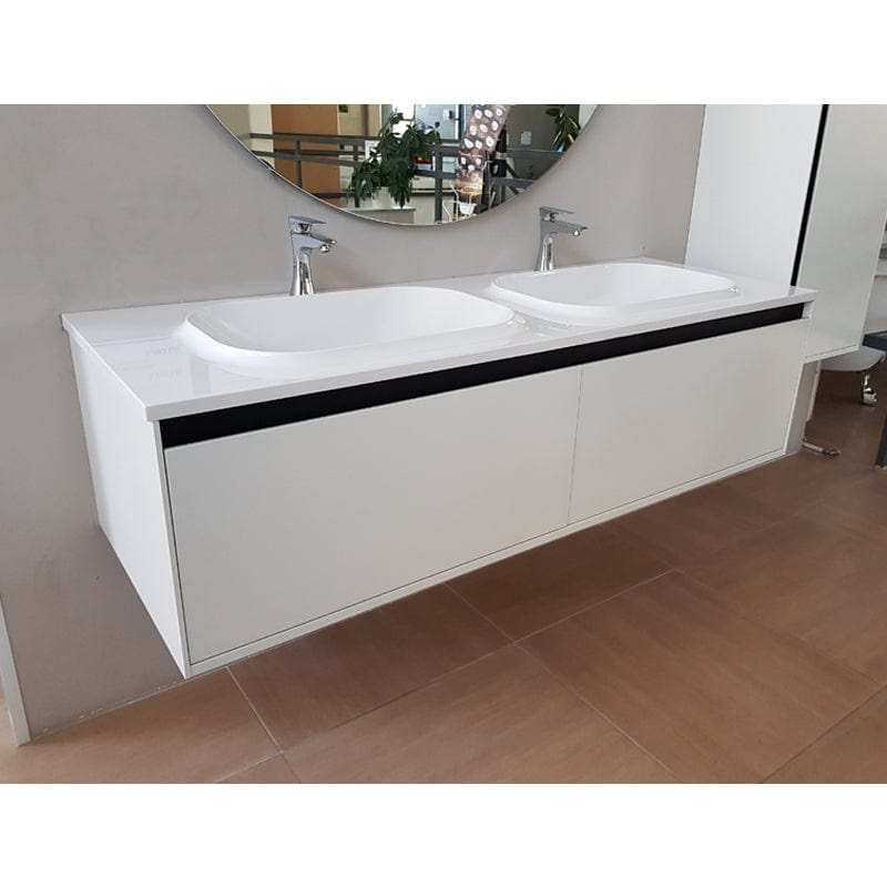 Set mobilier cu lavoar Pandora, Kolpasan 150 cm, finisaj alb