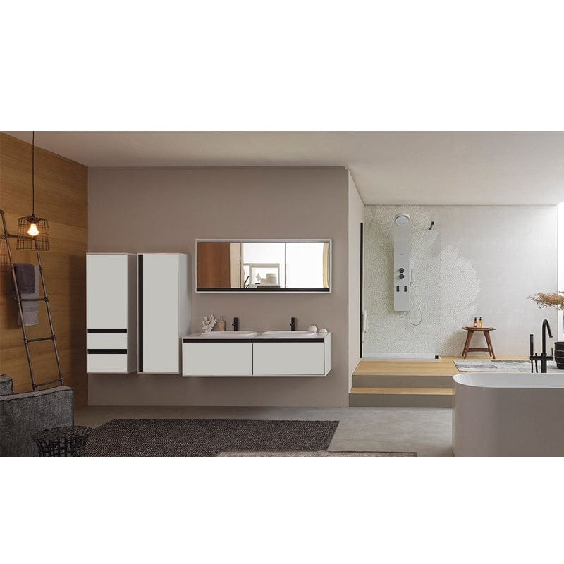 Set mobilier cu lavoar Pandora, Kolpasan 150 cm, finisaj alb